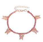 Rhinestone Butterfly Pendant Anklet