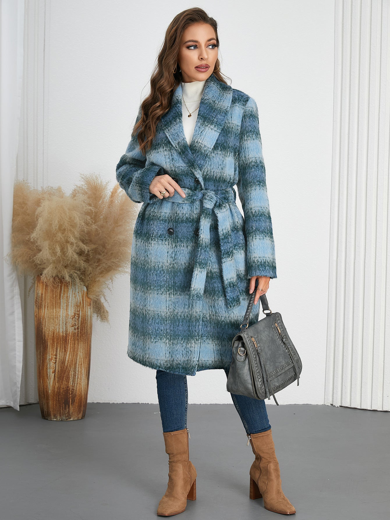 Winter Retro Slim Temperament Double Row Long-cut Coat